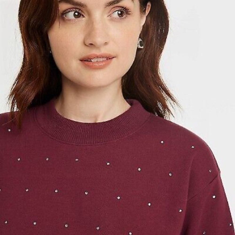 Women's Jeweled Pullover Sweatshirt - A New Day™
Burgundy